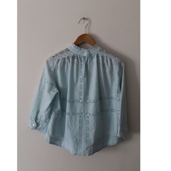 Sea NY Sky Blue Crochet-trimmed Cotton-voile Blouse Size 2 Net-A-Porter - Picture 5 of 7